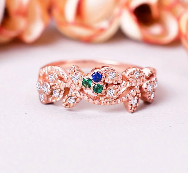 Unique Moissanite Wedding Band Ring Bridal Jewelry