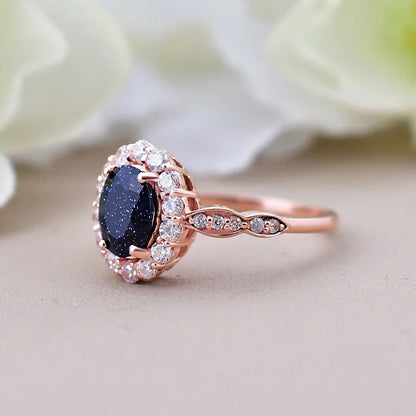 Natural Sandstone Ring For Women Unique Bridal Jewelry